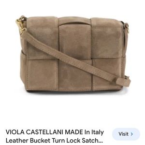Viola Castellani suede crossbody padded bag gray olive tone color Very Rare